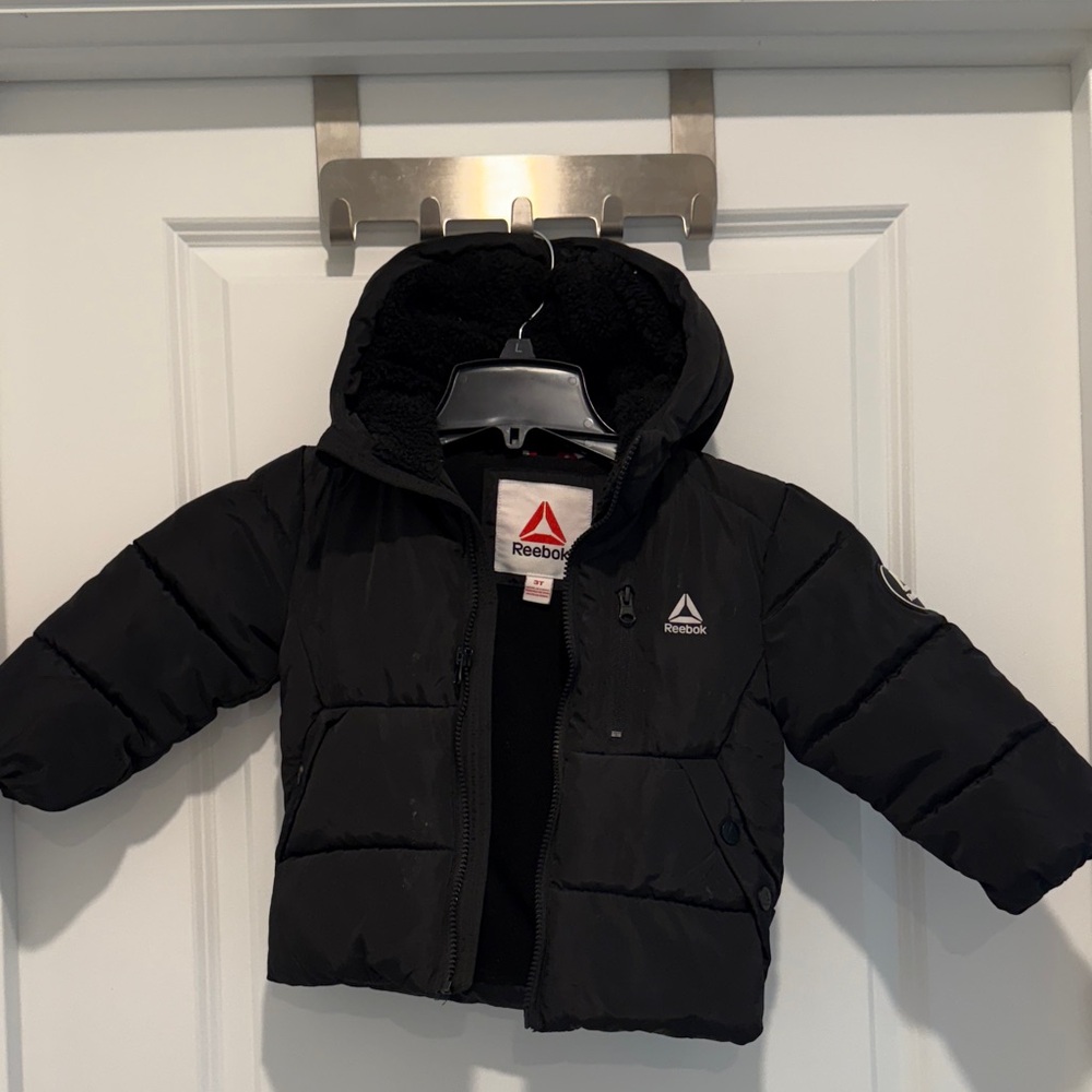 Reebok Black Hooded Puffer Coat